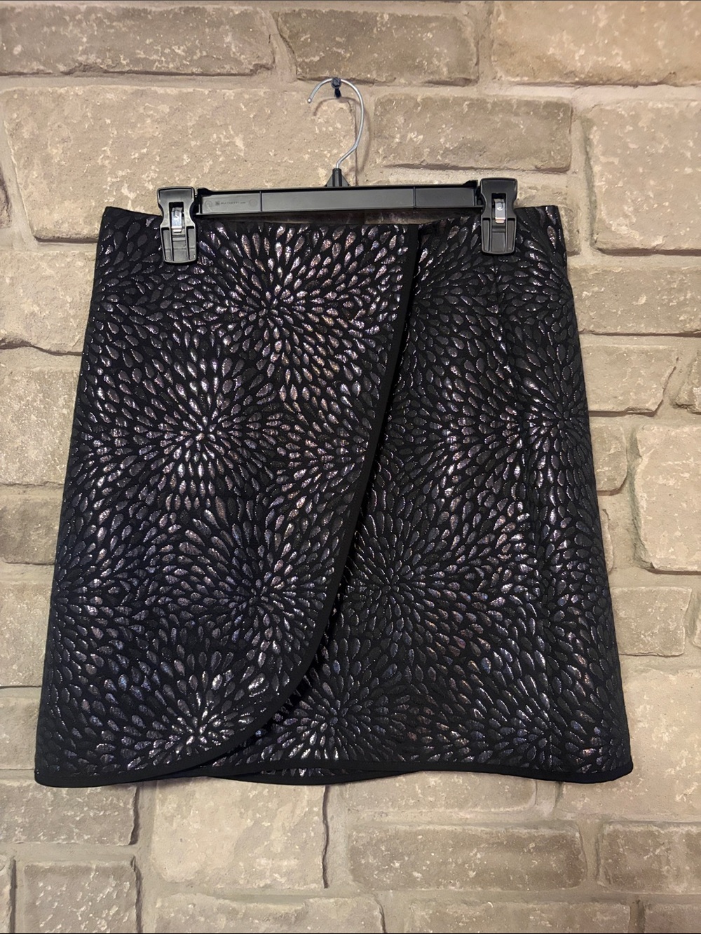 LOFT Iridescent Black Floral-Texture Mini Skirt